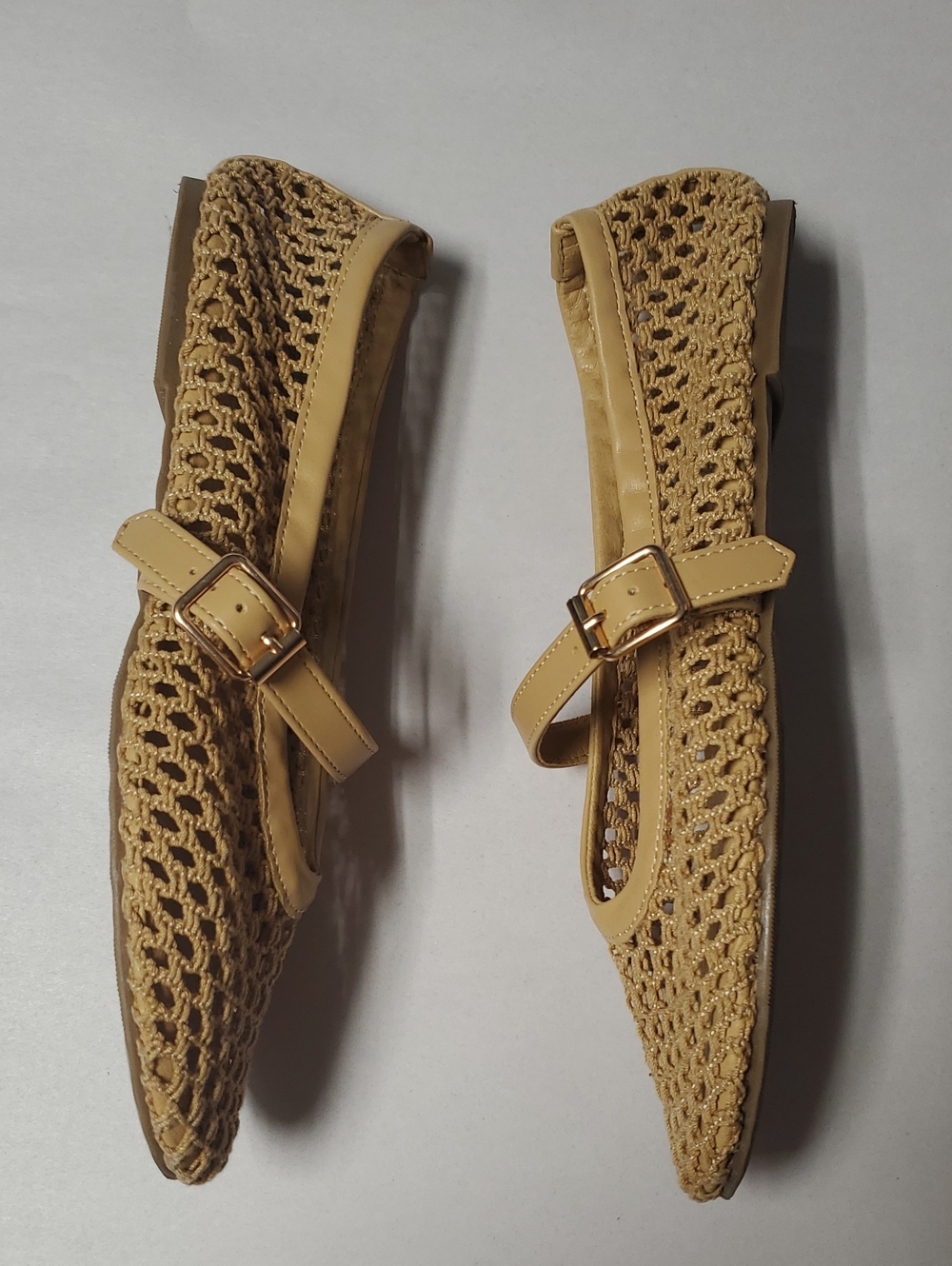 Coconuts By Matisse Nolita Fishnet Mary Jane Ballet Flat in Tan Size 8 - Picture 3 of 11